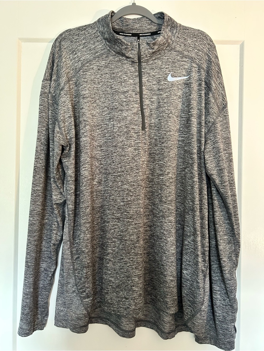 Nike Gray Heather Dri-FIT Running Top with Black Logos